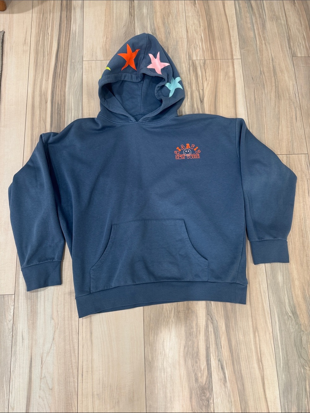 Women’s Blue Starfit Brand Hoodie with Stars on Hood | Large